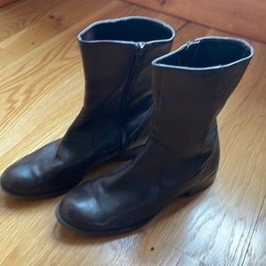 Chocolate leather, Calvin Klein, zipper boots and 7.5 size.